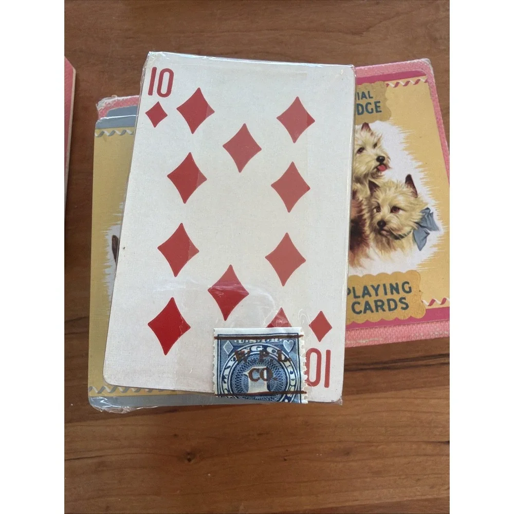 Vintage Imperial Gilt Edge Playing‎ Cards Dog Theme Double Deck Sealed